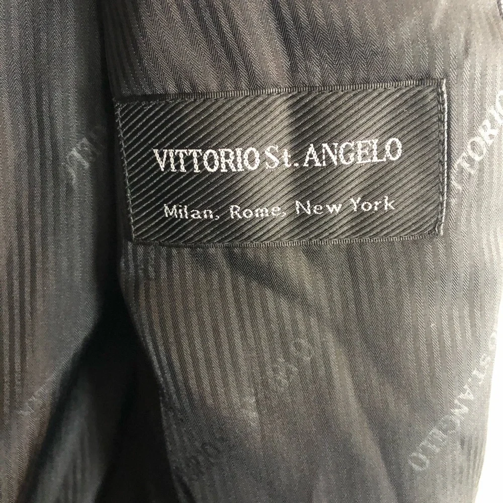 Vittoria St. Angelo Black Pinstripe Men Suit Jacket